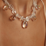 CLEAR QUARTZ SEMIPRECIOUS DETAIL NECKLACE