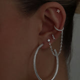 PAVE HOOP EARRINGS - SILVER