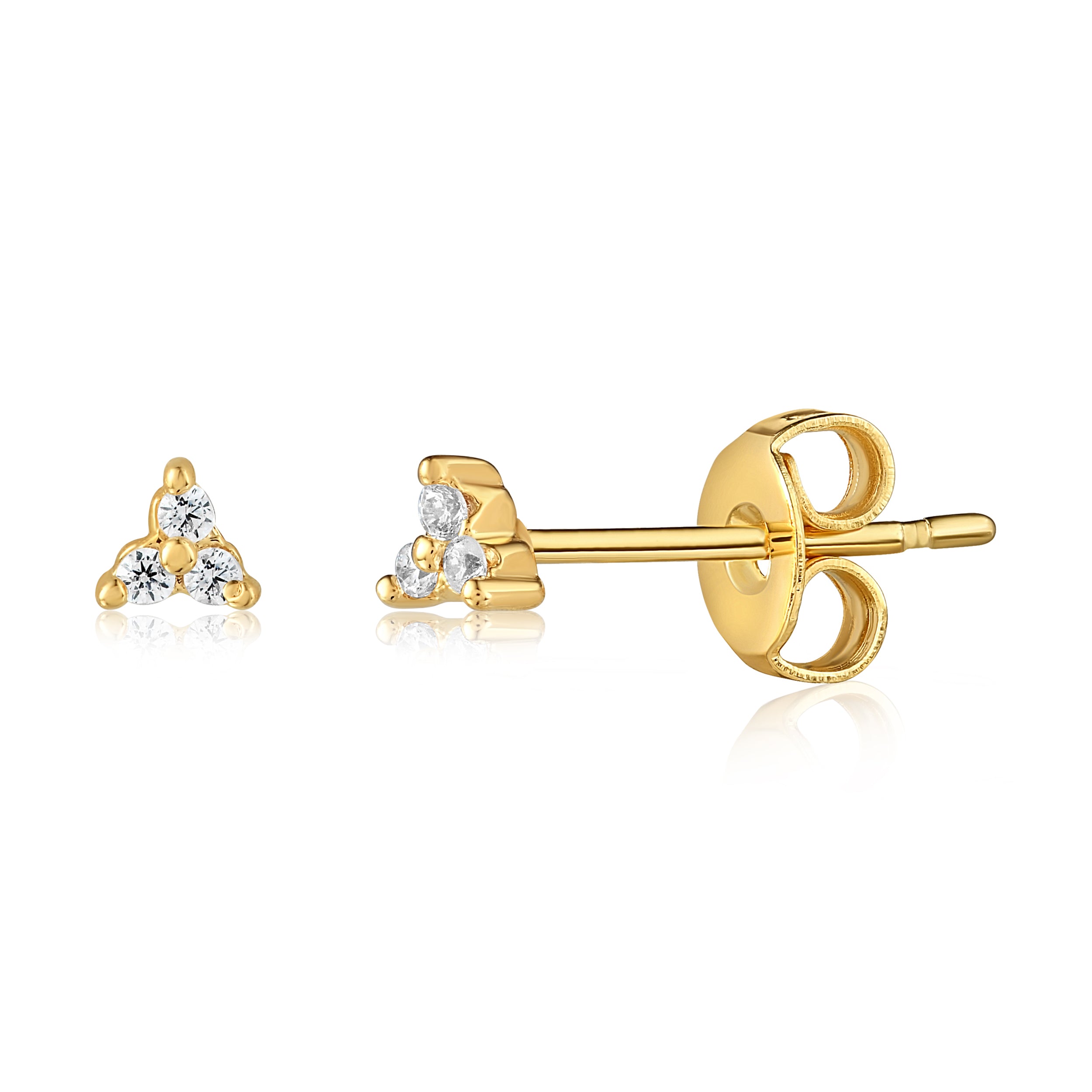 THREE STONE STUD EARRING