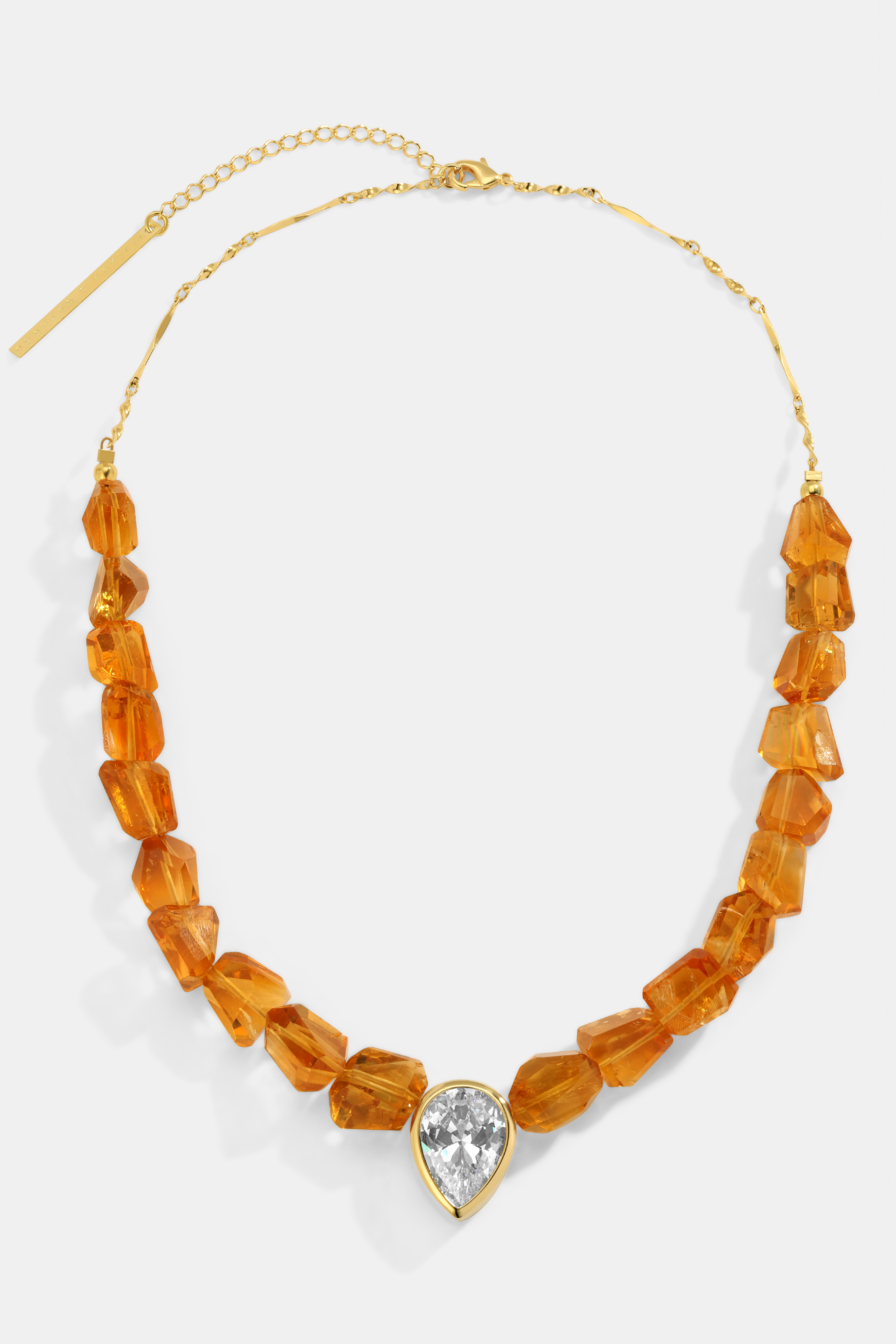 CLEAR QUARTZ SEMIPRECIOUS DETAIL NECKLACE