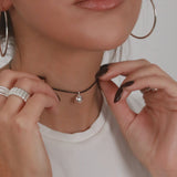 SILVER DROP PENDANT - WAX CORD