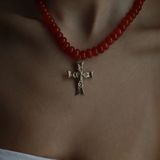 CARNELIAN CROSS NECKLACE