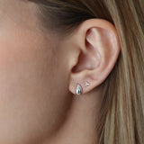 THREE STONE STUD EARRING - SILVER
