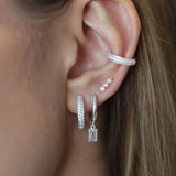 AMINA PAVE MINI HOOP 16MM - CLEAR - SILVER