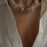 CHERRY BLOSSOM AGATE STATEMENT NECKLACE