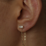 BAGUETTE CHAIN STUD EARRINGS