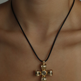 CROSS LEATHER CORD NECKLACE