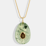 PREHNITE - SMOKY QUARTZ PENDANT