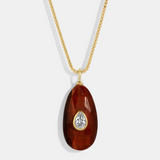 TIGERS EYE - WHITE TOPAZ PENDANT