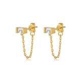 BAGUETTE CHAIN STUD EARRINGS