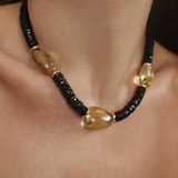 RECALIBRATE STATEMENT NECKLACE - BLACK SPINEL