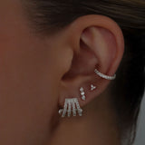 MULTI HUGGIE PAVE EARRING - SILVER