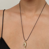 GOLDEN FISH CORD PENDANT - BLACK