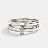 STONE DETAIL RING STACK - SILVER