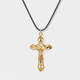 GOLD CROSS PENDANT CORD NECKLACE