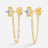 PRINCESS CUT CHAIN STUD EARRINGS