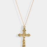GOLD CROSS LONG PENDANT NECKLACE