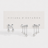 CHAIN FRINGE EARRING SET -  SILVER