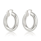 SILVER THICK HOOP EARRING