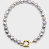 GRAY BAROQUE PEARL TOGGLE NECKLACE