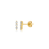 THREE STONES ROW STUD EARRING
